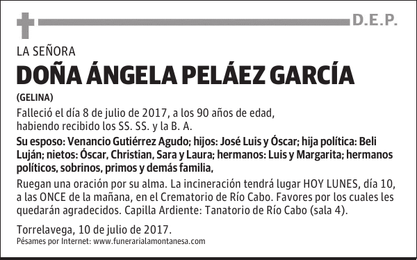 DOÑA ÁNGELA PELÁEZ GARCÍA