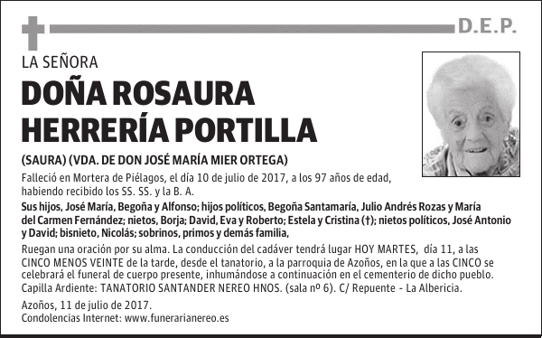 DOÑA ROSAURA HERRERÍA PORTILLA