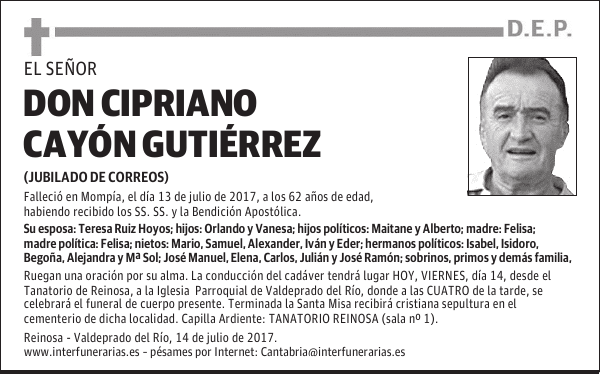 DON CIPRIANO CAYÓN GUTIÉRREZ