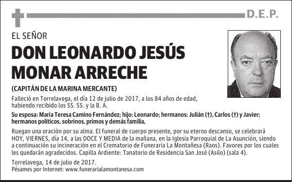 DON LEONARDO JESÚS MONAR ARRECHE