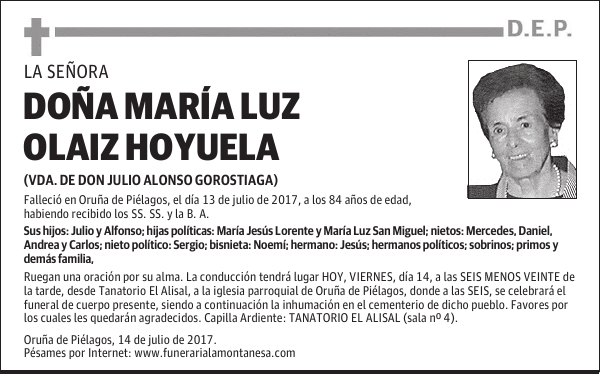 DOÑA MARÍA LUZ OLAIZ HOYUELA