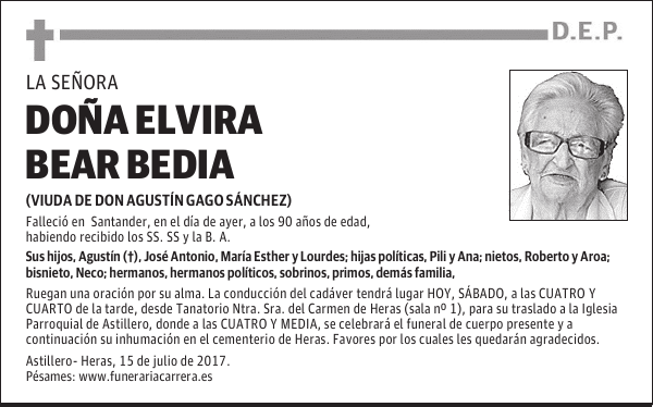 DOÑA ELVIRA BEAR BEDIA