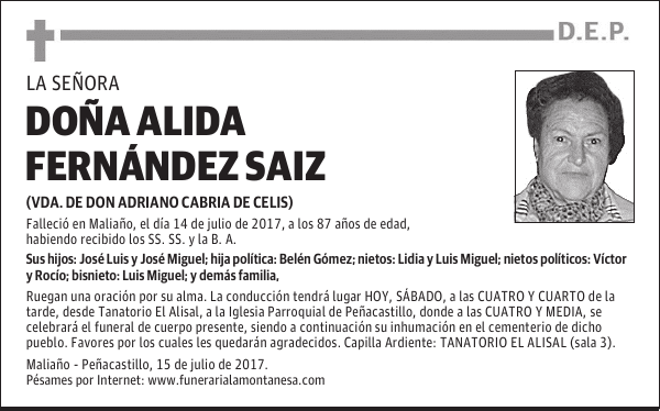 DOÑA ALIDA FERNÁNDEZ SAIZ