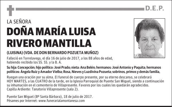 DOÑA MARÍA LUISA RIVERO MANTILLA