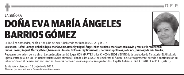DOÑA EVA MARÍA ÁNGELES BARRIOS GÓMEZ