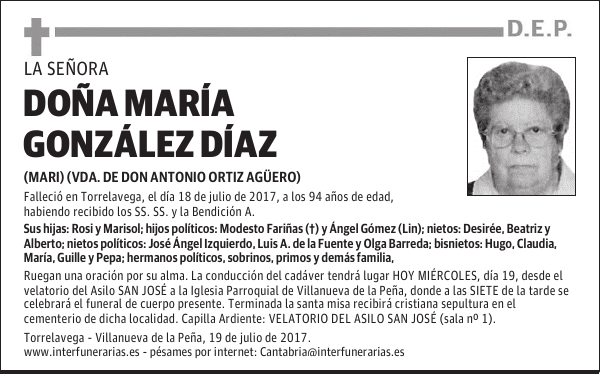 DOÑA MARÍA GONZÁLEZ DÍAZ