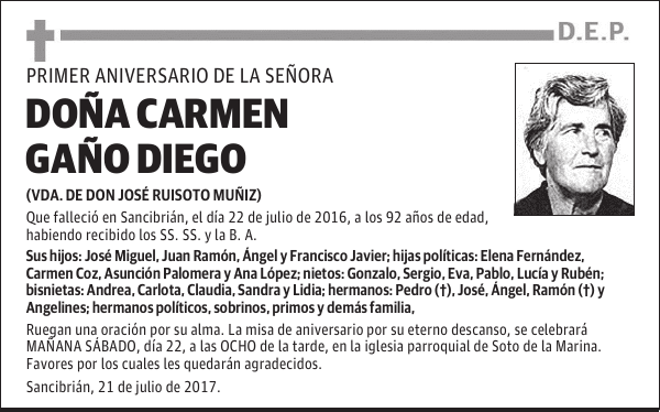 DOÑA CARMEN GAÑO DIEGO