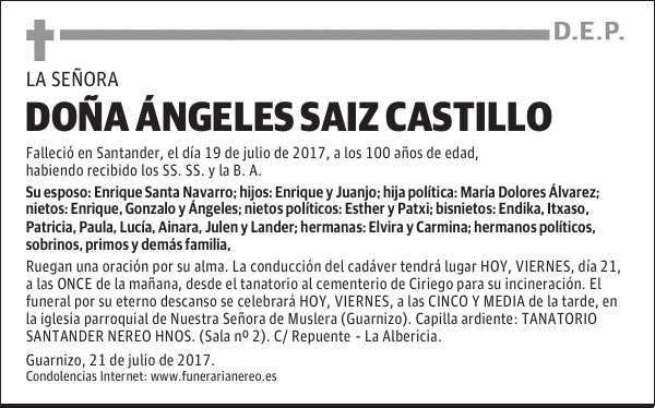 DOÑA ÁNGELES SAIZ CASTILLO