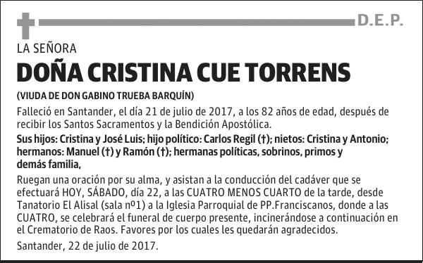 DOÑA CRISTINA CUE TORRENS