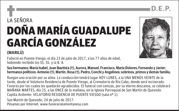 DOÑA MARÍA GUADALUPE GARCÍA GONZÁLEZ