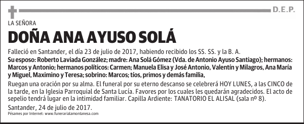 DOÑA ANA AYUSO SOLÁ