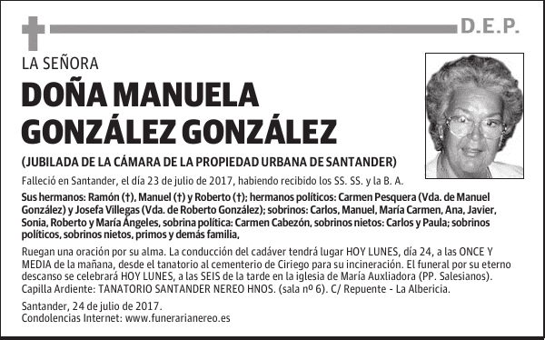 DOÑA MANUELA GONZÁLEZ GONZÁLEZ