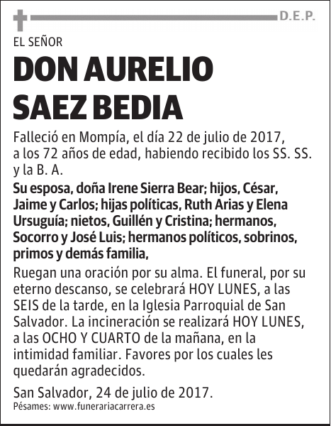 DON AURELIO SAEZ BEDIA