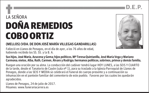 DOÑA REMEDIOS COBO ORTIZ