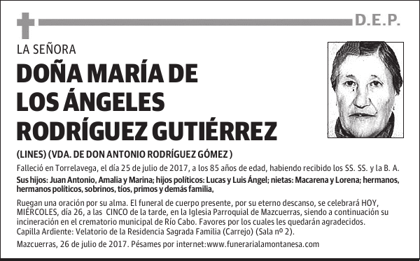 DOÑA MARÍA DE LOS ÁNGELES RODRíGUEZ GUTIÉRREZ