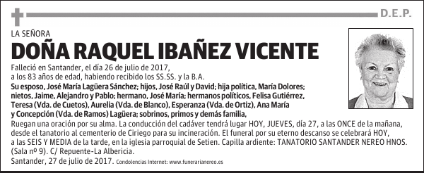 DOÑA RAQUEL IBAÑEZ VICENTE