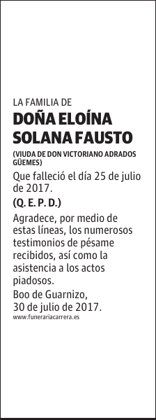 DOÑA ELOÍNA SOLANA FAUSTO
