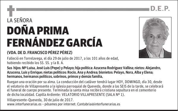 Dª. PRIMA FERNÁNDEZ GARCÍA
