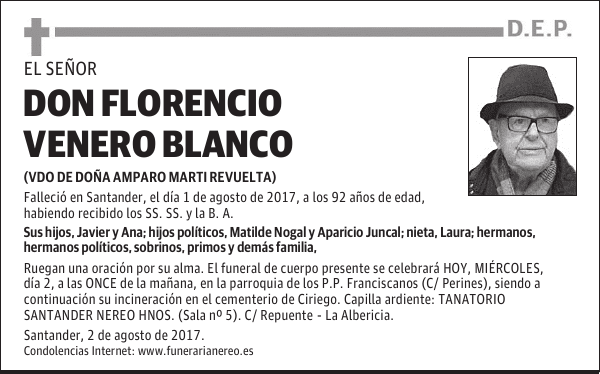 DON FLORENCIO VENERO BLANCO