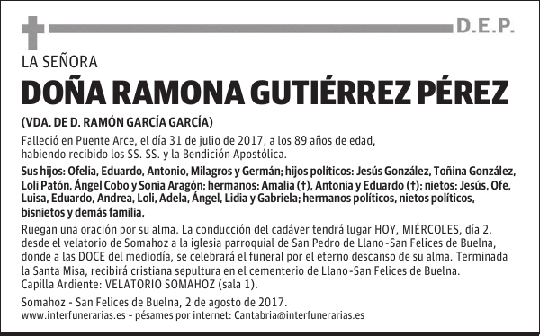 DOÑA RAMONA GUTIÉRREZ PÉREZ