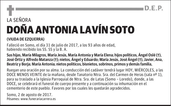 DOÑA ANTONIA LAVÍN SOTO