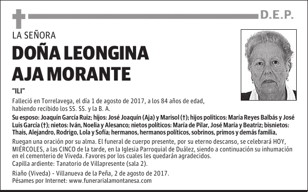 DOÑA LEONGINA AJA MORANTE