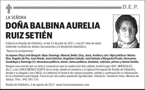 DOÑA BALBINA AURELIA RUIZ SETIÉN