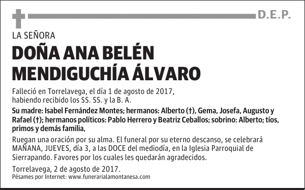 DOÑA ANA BELÉN MENDIGUCHÍA ÁLVARO