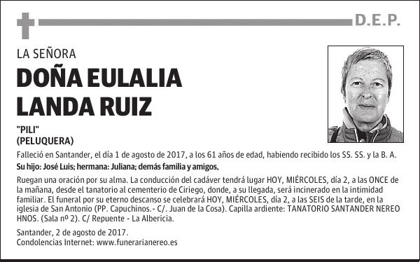 DOÑA EULALIA LANDA RUIZ