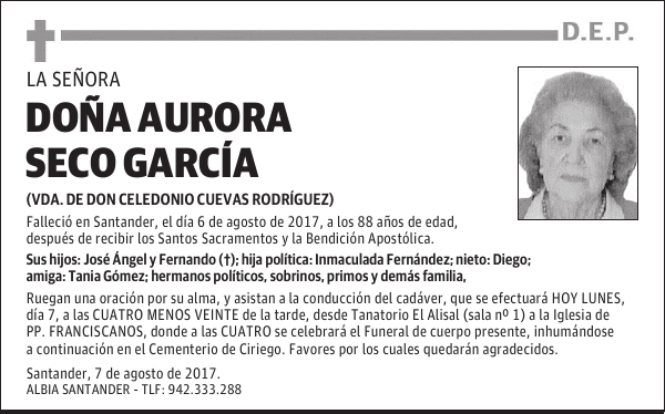 DOÑA AURORA SECO GARCÍA