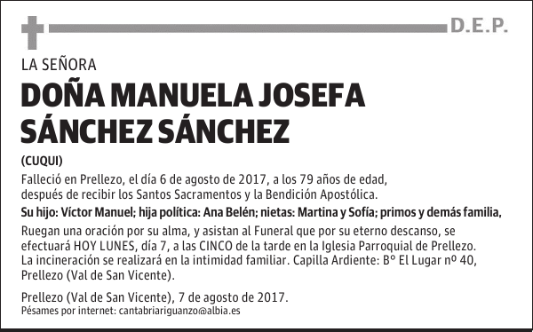 DOÑA MANUELA JOSEFA SÁNCHEZ SÁNCHEZ