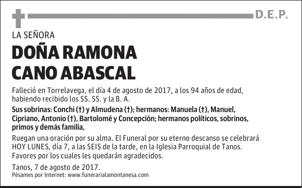 DOÑA RAMONA CANO ABASCAL