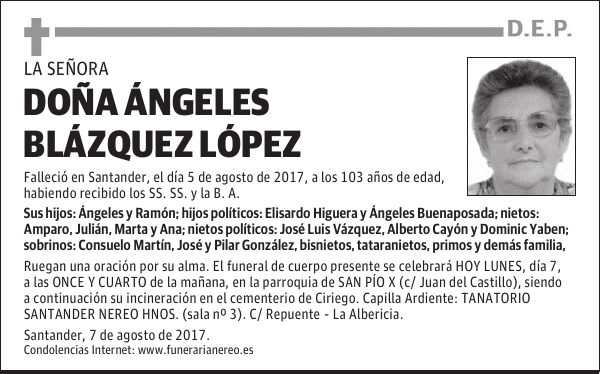 DOÑA ÁNGELES BLÁZQUEZ LÓPEZ