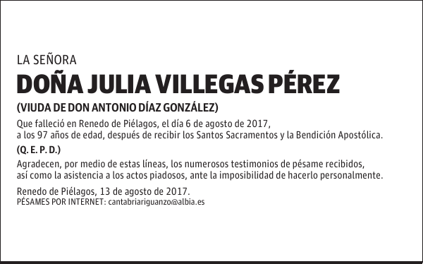 DONA JULIA VILLEGAS PÉREZ