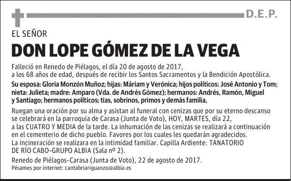 DON LOPE GÓMEZ DE LA VEGA