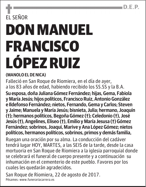 DON MANUEL FRANCISCO LOPEZ RUIZ