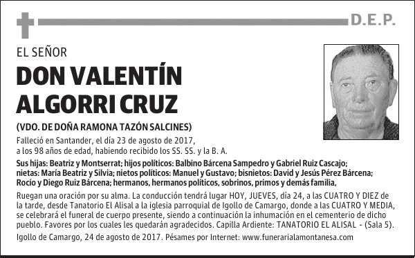 DON VALENTÍN ALGORRI CRUZ