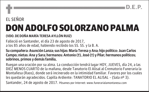 DON ADOLFO SOLORZANO PALMA