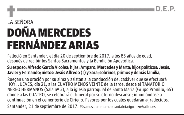 DOÑA MERCEDES FERNANDEZ ARIAS