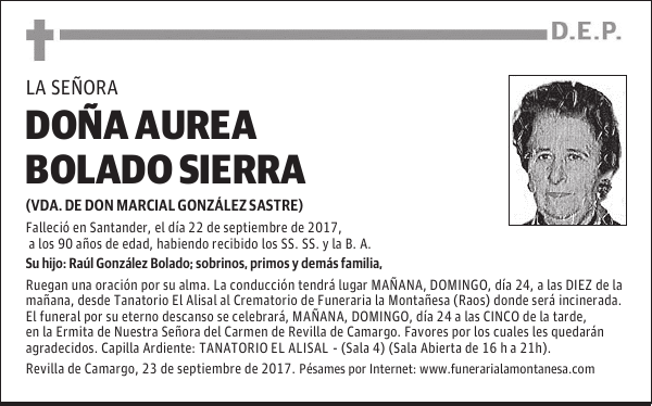 DOÑA AUREA BOLADO SIERRA