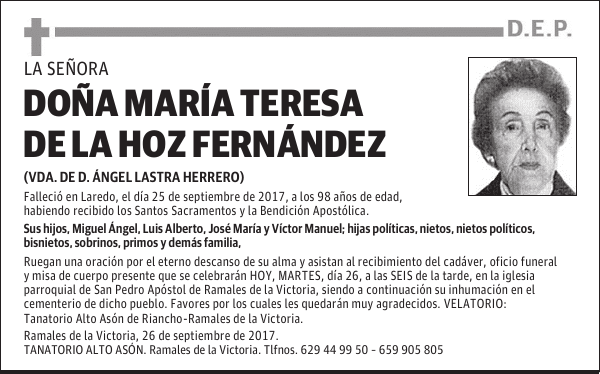 Dña. MARIA TERESA DE LA HOZ FERNANDEZ