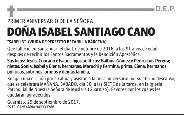 DOÑA ISABEL SANTIAGO CANO