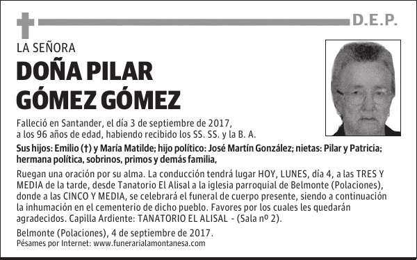 DOÑA PILAR GÓMEZ GÓMEZ