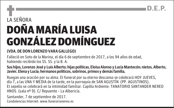 DOÑA MARÍA LUISA GONZÁLEZ DOMÍNGUEZ