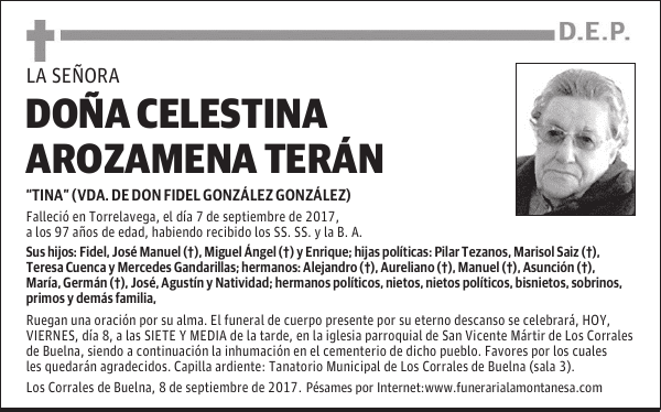 DOÑA CELESTINA AROZAMENA TERAN