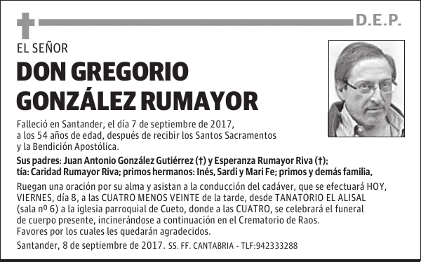 DON GREGORIO GONZÁLEZ RUMAYOR