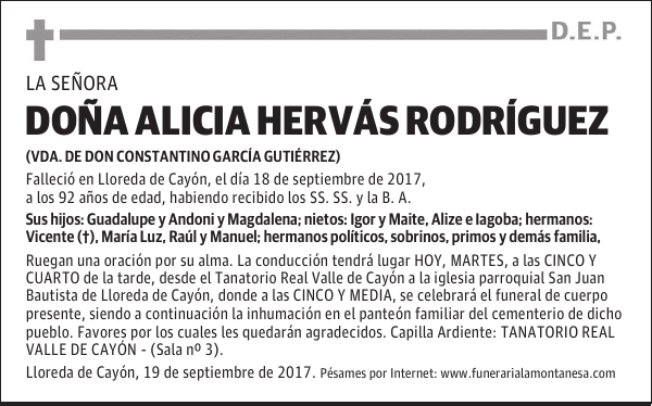 DOÑA ALICIA HERVÁS RODRÍGUEZ