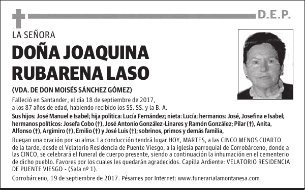 DOÑA JOAQUINA RUBARENA LASO