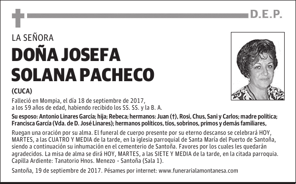 DOÑA JOSEFA SOLANA PACHECO