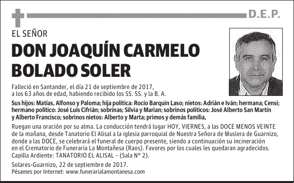 DON JOAQUÍN CARMELO BOLADO SOLER